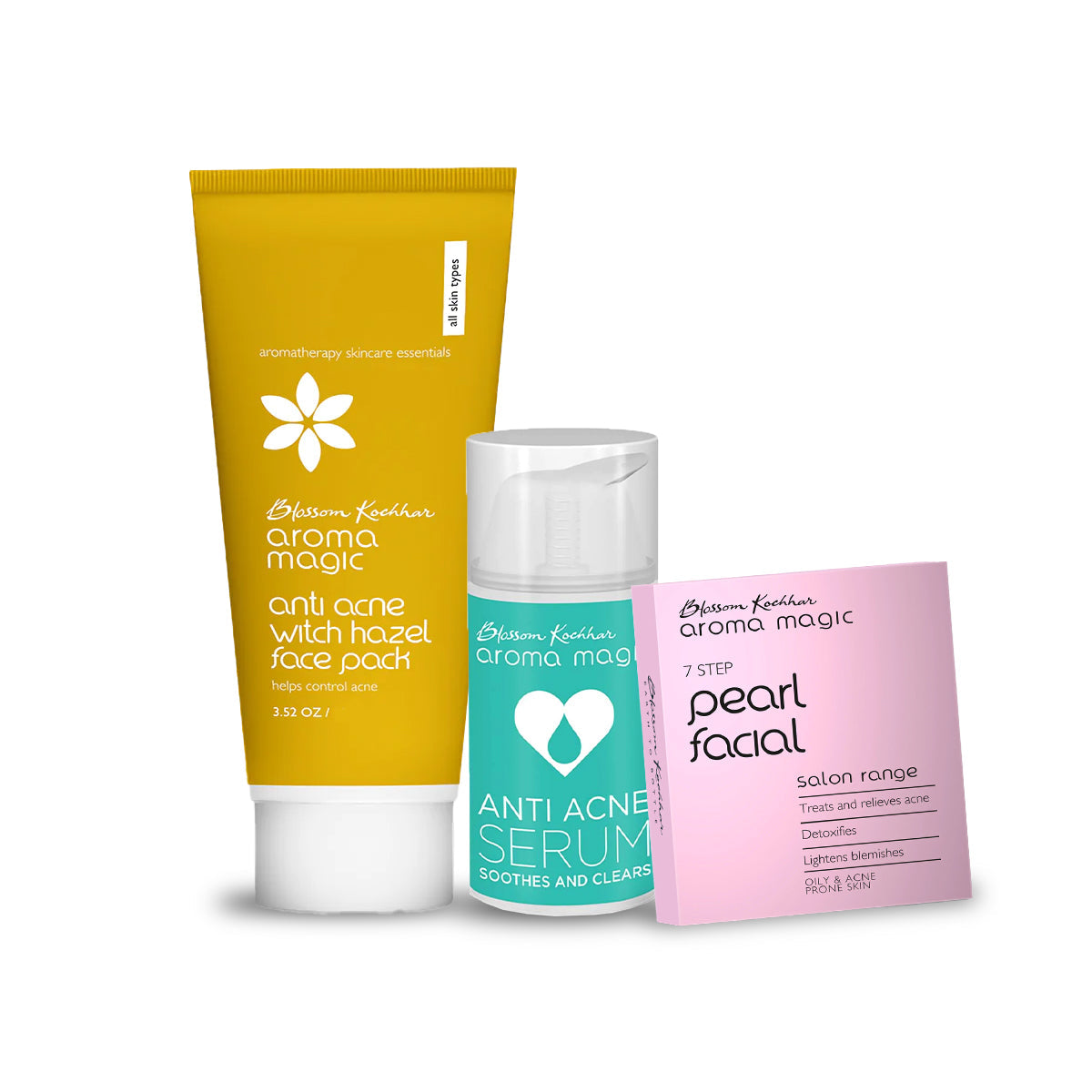 Pearl Facial Kit - Single Use + Anti Acne Witch Hazel Face Pack + Anti Acne Serum