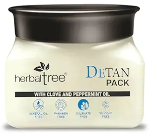 Herbal Tree De-Tan Removal Face Pack for Glowing Skin with Clove & Peppermint Oil