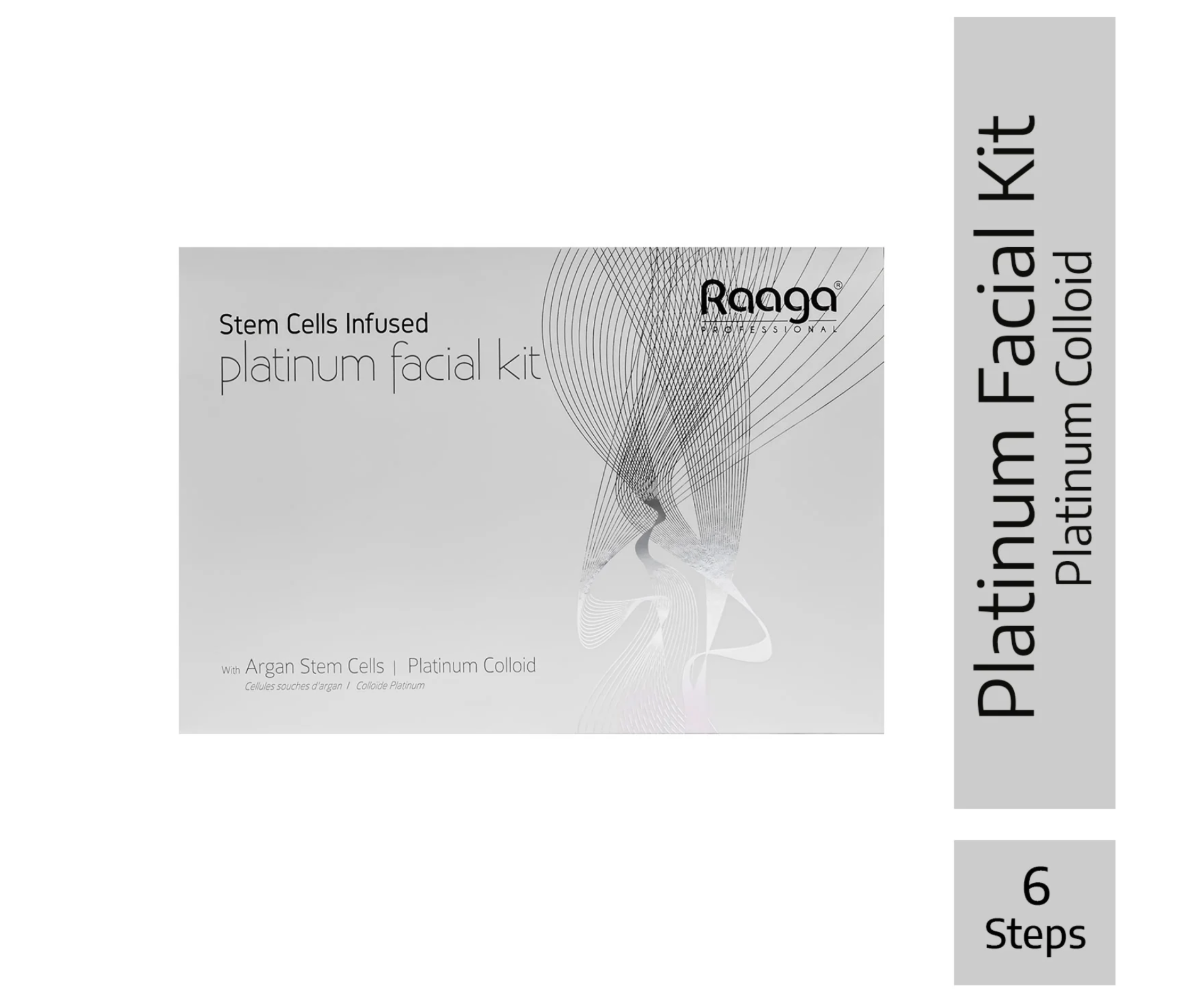 Raaga Professional Stem Cells Infused Platinum 6 Step Facial Kit | Platinum Colloid, Argan Stem Cells | Restores Skin's Moisture (61 gm)