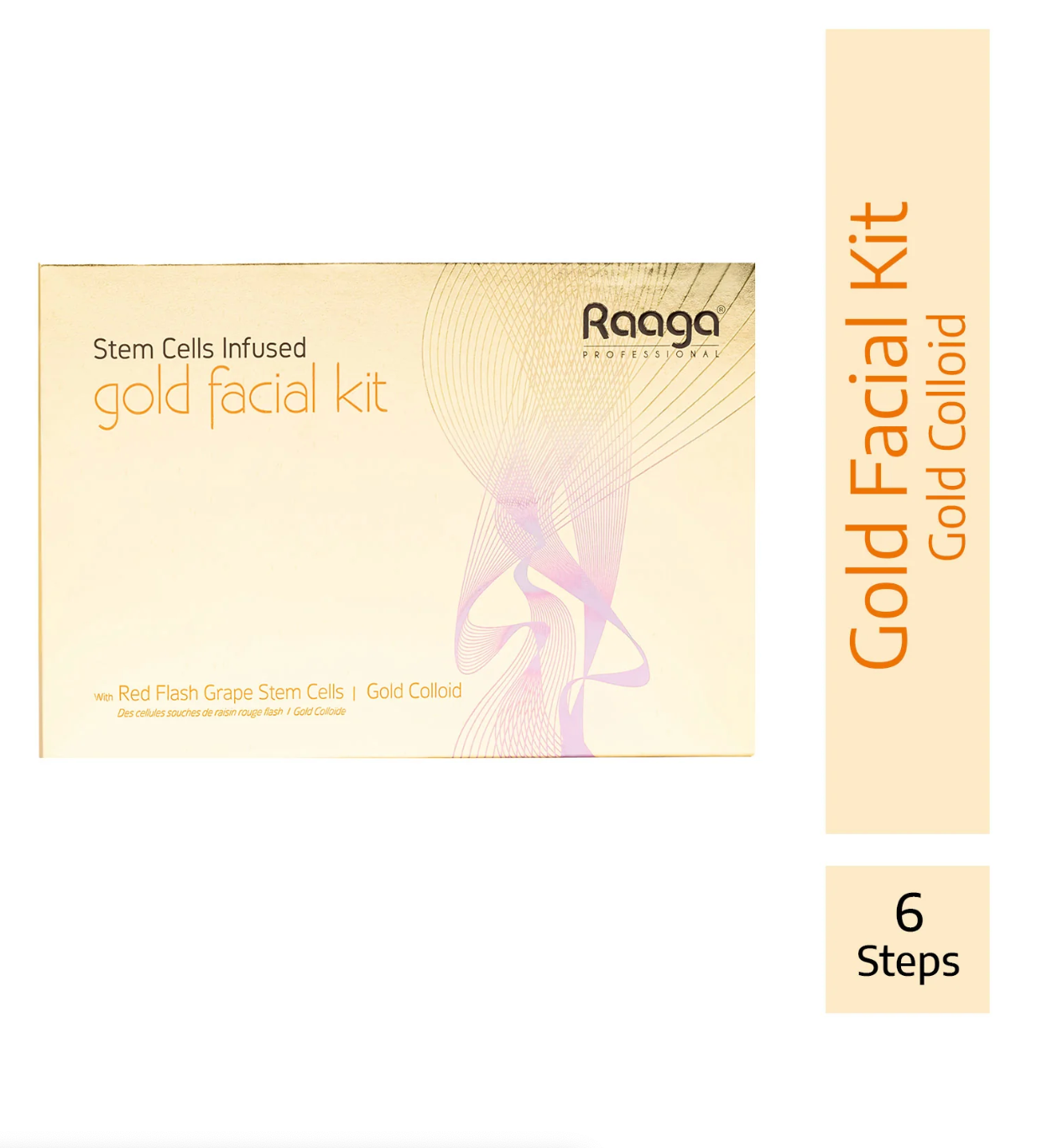 Raaga Professional Stem Cells Infused Gold 6 Step Facial Kit | Gold Colloid, Red Flesh Grape Stem Cells | Combats Pigmentation (61 gm)