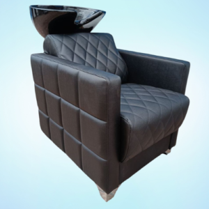 black leather hair wash chair