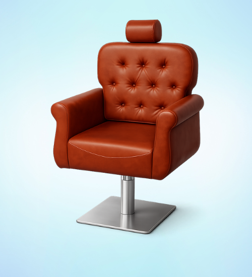 button-tufted backrest salon chair