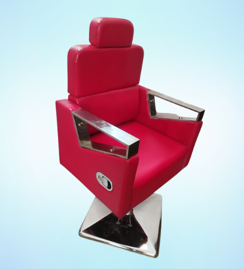 vibrant red rexine salon chair